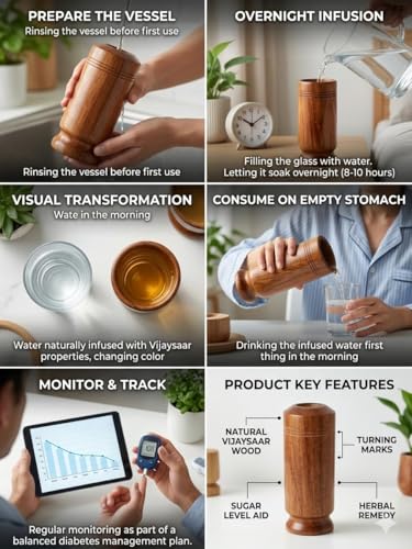 Image of Vijaysar Handmade Wooden Glass for Natural Blood Glucose Management, Ayurvedic Sugar Control Cup, 16.5cm, 2.5 Inch Opening
