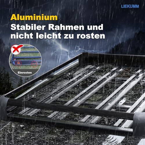 LIEKUMM 127 x 97 cm Dachgepäckträger, 100 kg Tragfähigkeit Aluminium Dachgepäckträger Korb Relingträger, Auto Dachträger Fracht Relingträger Universal Gepäckkorb für Universal SUV, Schwarz