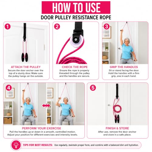 Image of AARAM Shoulder Pulley for Exercise with Rope & Door Strap | Physiotherapy Pulley - Frozen Shoulder, Rotator Cuff, Arm & Back Workout | Smooth Action Pulley Set | Home Physiotherapy Equipment India