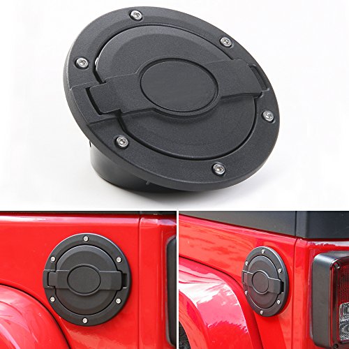 BORUIEN Matt Black Gas Tank Cap Cover Fuel Filler Door for 2007-2016 Jeep Wrangler JK 2/4 Door (Without Logo)