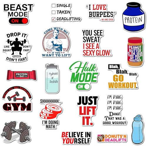 Image of WallDesign Gym Goals Magnet Set - Inspirational Fitness Designs, Unique Magnets for Health and Fitness Motivation (Set of 20)