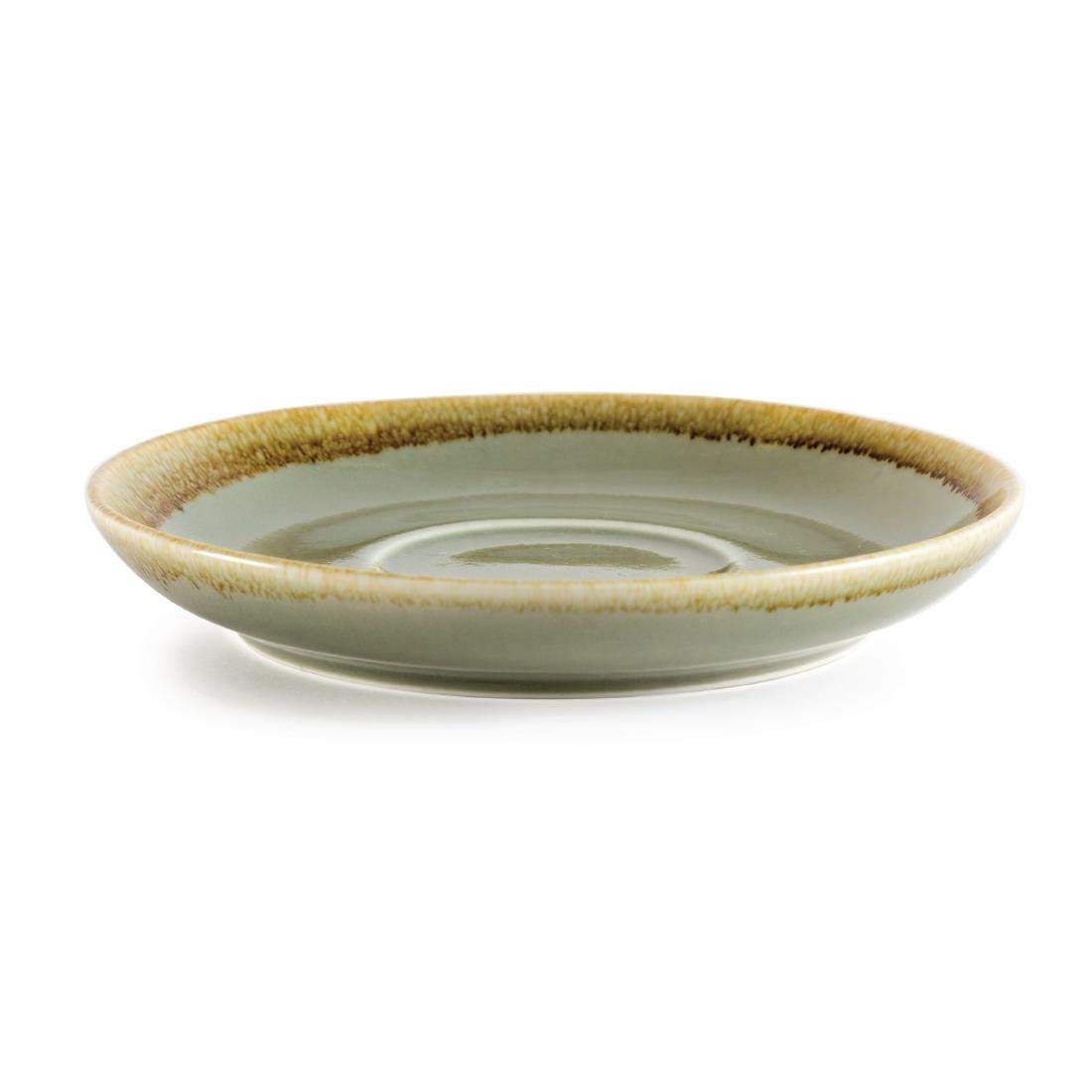 Olympia Kiln - 6 soucoupes Cappuccino vert mousse 160 mm, Ensemble de 6 soucoupes pour tasses à café en porcelaine GP481