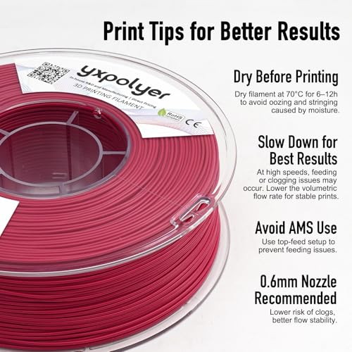 Image of YXPOLYER Flexible PLA Filament Red Flex PLA Pro 1.75mm 1kg Soft PLA 92A 3D Printer Filament for Bouncy Airless Basketball and Food Safe Food-Grade Stretchy Pet Chewy Toy