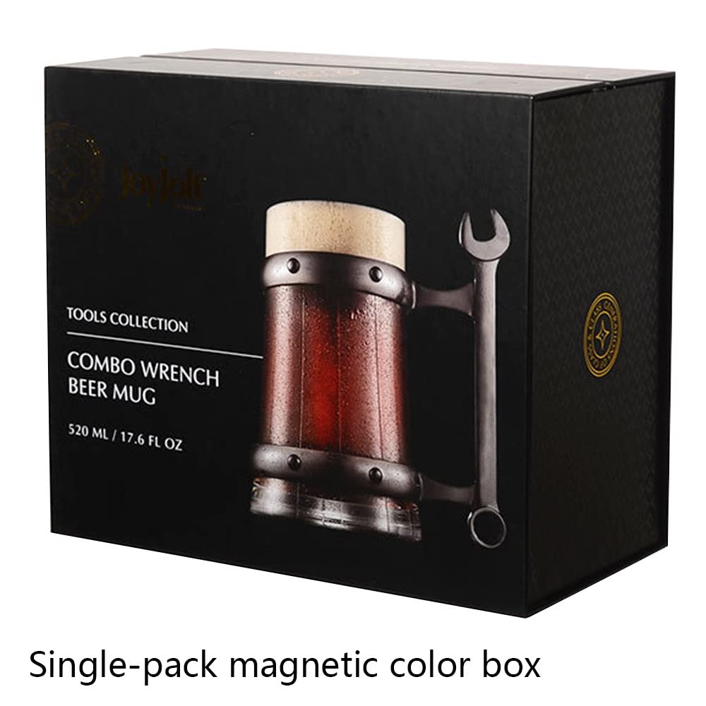 Vasos de Cerveza Grandes con asa, jarras de Vidrio de 17.6 oz, Juego de Vasos de Jarra de Cerveza para Agua, Vino, Jugo y decoración de Comedor de Bar,B