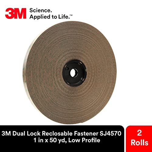 Image of 3M Dual Lock Low Profile Reclosable Fastener SJ4570, Clear, 1 in x 50 yd, Secure Interlocking Alternative to Screws and Bolts, Smooth Aesthetic, Indoor Use, 2 Rolls