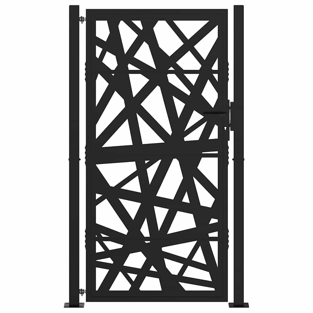 Gartentor Schwarz 105x180 cm Stahl Lichtdesign