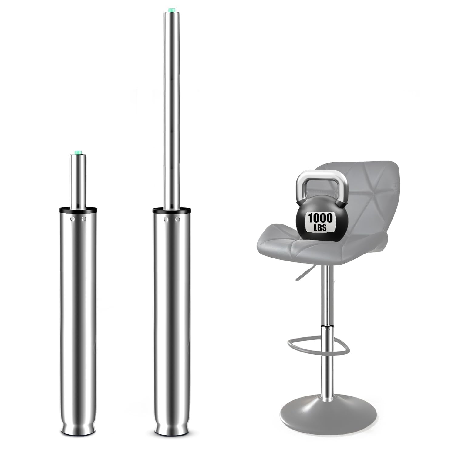 Ressort à gaz extra long - Longueur totale : 355 mm - 555 mm - Pour tabouret de bar, tabouret pivotant, hauteur réglable jusqu'à 450 kg, diamètre 50 mm (pas pour 1KEA et Topstar), TÜV, classe 4