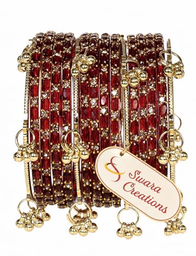 Image of Swara Creations Kashmiri Ghungroo Raindrop Bangles Combo Set | for Women and Girls|Set of 16 Pcs (SKU417)