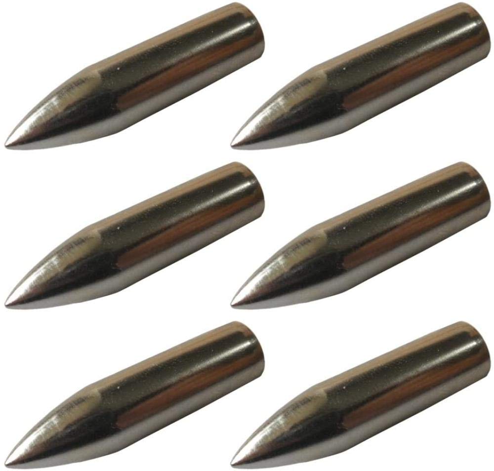 ZZUUS Archery Targeting Practice Metal Broadheads Tips 100 Grain Glue on Arrowheads Bullet Field Points for Bamboo Wooden Arrows-24Pcs