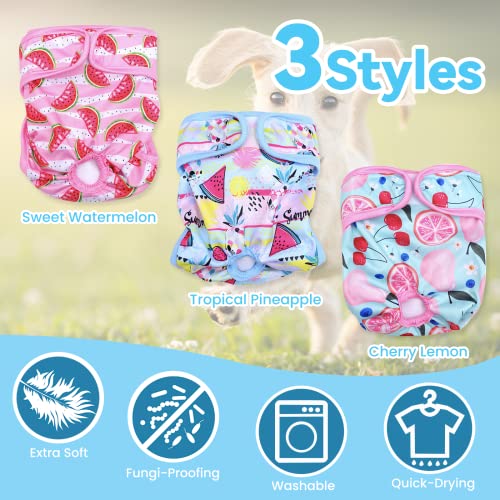 3PCS Female Pet Dog Cat Nappies Set,Washable Sanitary Wraps Panties for Puppy Reusable Nappies Super Absorbent Diapers for Small Medium Large Incontinence Dog - Image 4