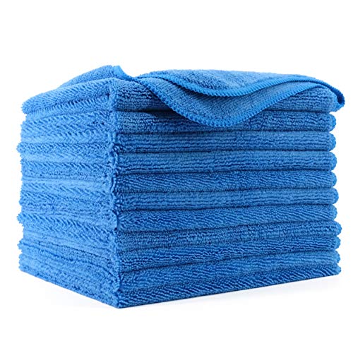 Polyte Premium Microfiber Cleaning Towel,16 x 16 in, 12 Pack (Blue)