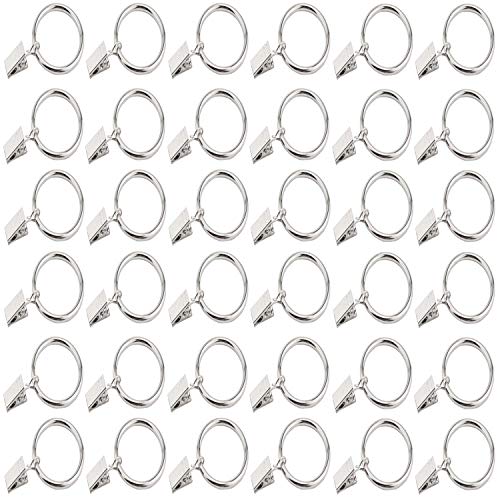 Hulless 36Pcs Metal Curtain Clip Rings 1.25 inch Metal Curtain Rings with Clips.
