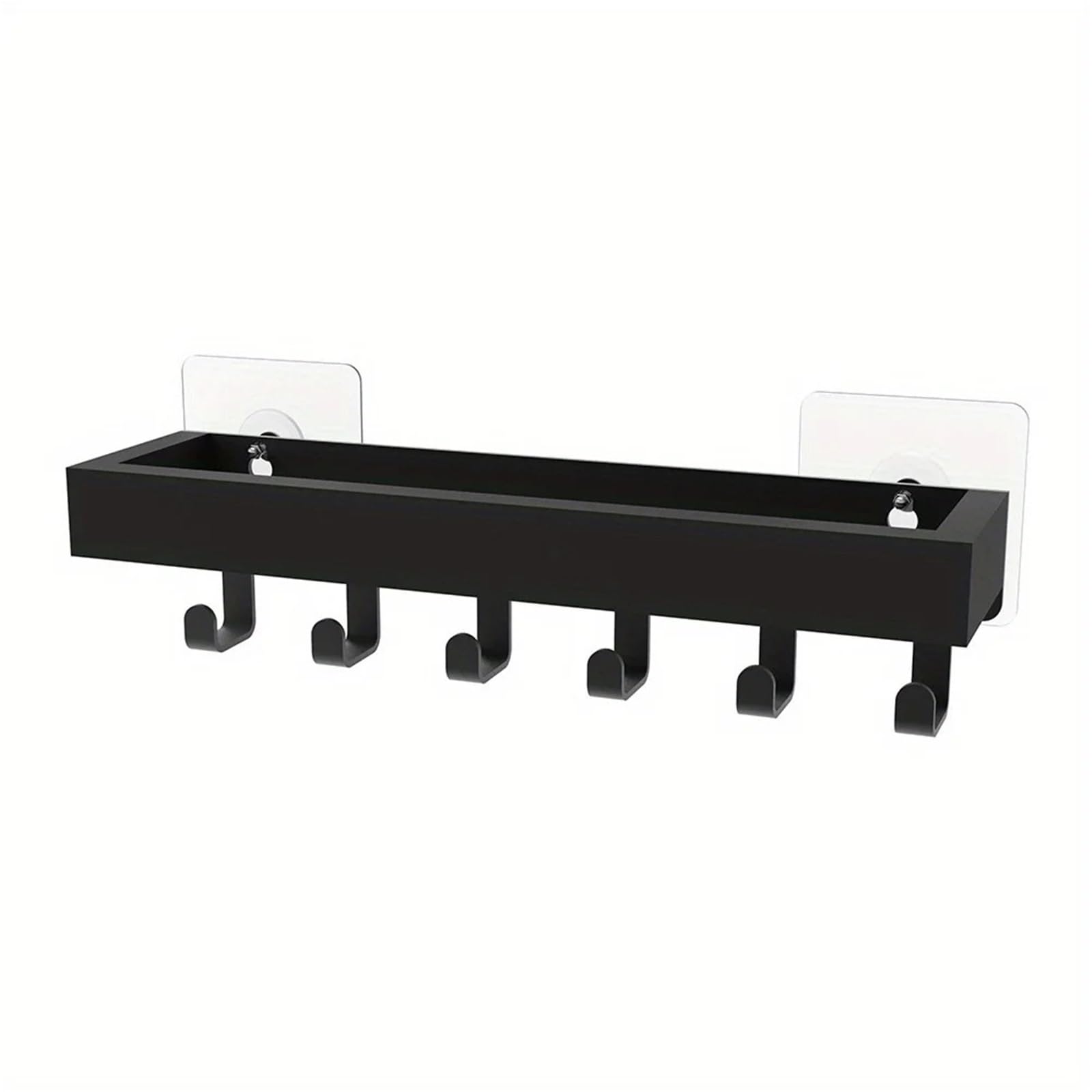 Kifsdlf 1Pc Black Wooden Floating Shelf With Hooks Shower Caddy