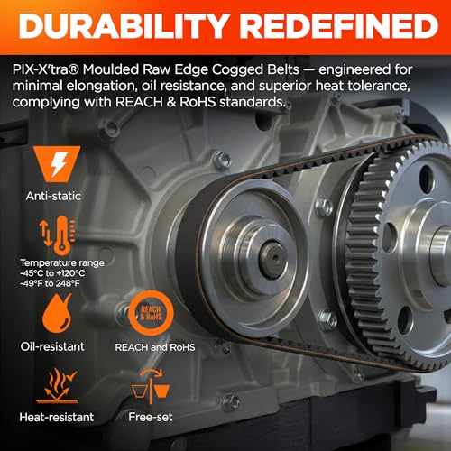 Image of PIX AX38 Cogged V-Belt - 1 /2 x 40in OC, Industrial Drive V-Belt for High Horsepower Applications, Compressors, Pumps, Fans, Vacuum Pumps, Blowers, Generators, Heat Exchangers, and Industrial Drives
