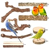 CZWESTC 8 Pcs Natural Grape Wood Bird Perch & Platform Set for Cages