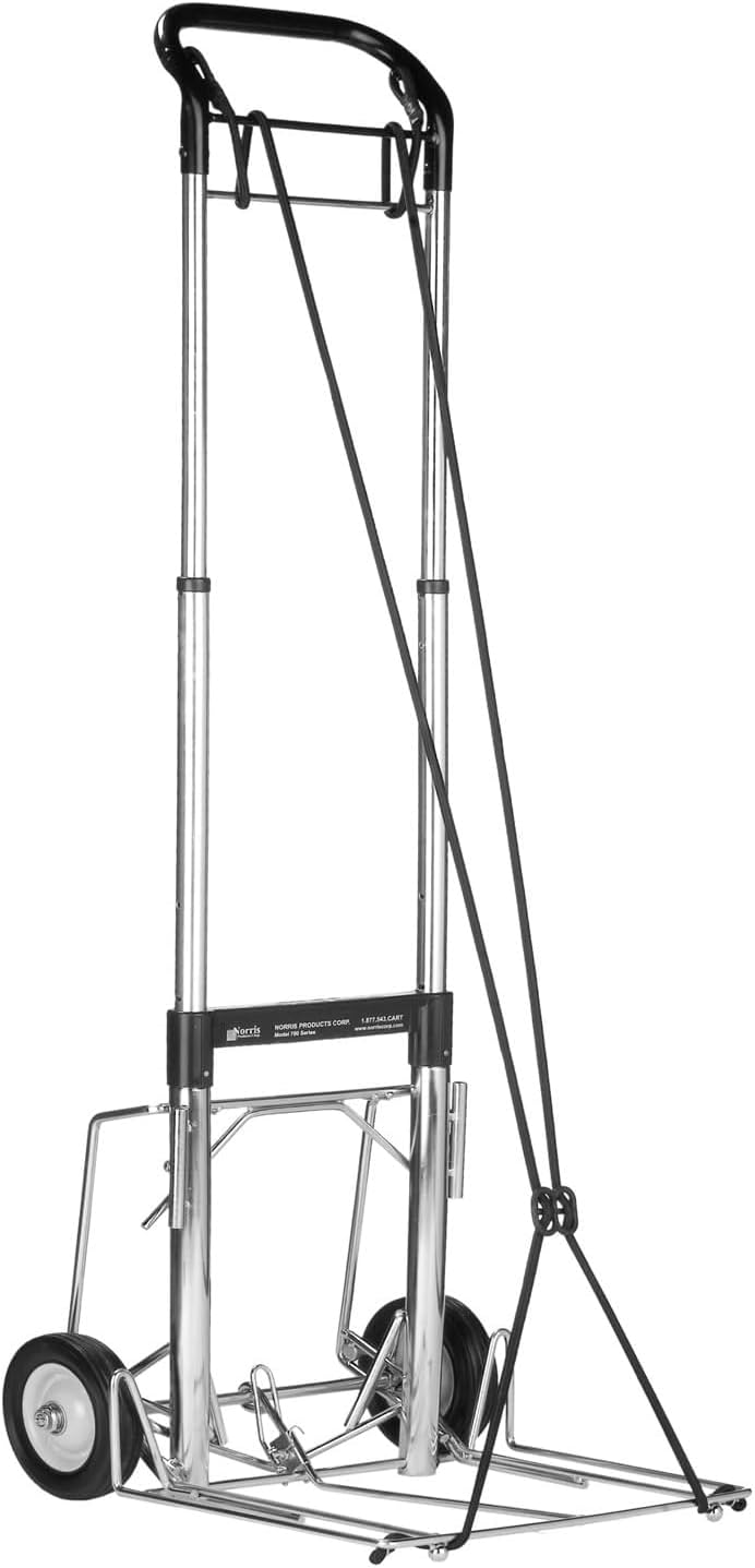 Model 700 Folding Super Hand Cart - 16"x13.5" Platform Deck, 6" Rubber Wheels, 400lb Capacity, Telescopic Handle - Chrome