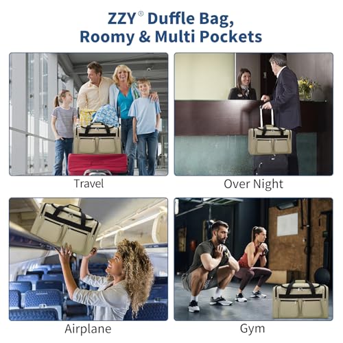 ZZY 40L Travel Duffle Holdall Bags for Men - 20 inch Duffel Bag Weekend Overnight Gym Sport (Camel) - Image 6