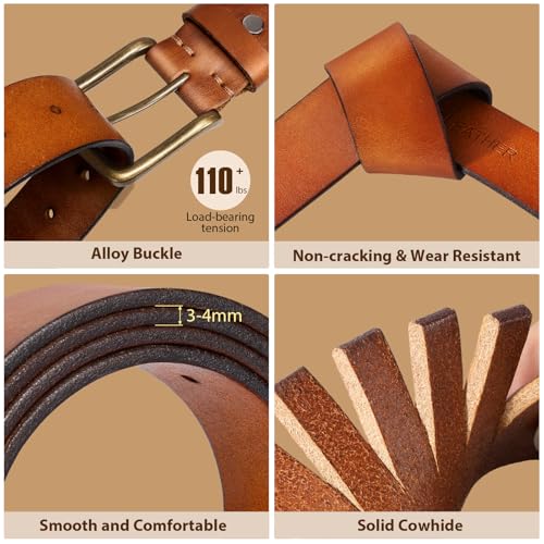 Men's Leather Belt Full Grain Leather Belts for Men Handmade Real Solid Top-Grain Leather Heavy-Duty Work Belt Gifts2