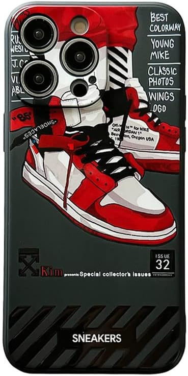 Funda diseñada para iPhone 14 Pro Max para adolescentes, niños y niñas, zapatos de baloncesto de moda, gráficos de silicona suave, a prueba de