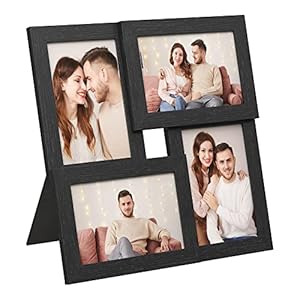 SONGMICS Collage Picture Frames, 4×6 for Wall Decor, Multi Family Photo for Gallery Decor, Hanging Display, Set of 4, Ink Black URPF25BK