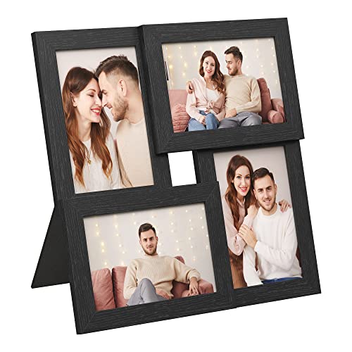 SONGMICS Collage Picture Frames, 4x6 for Wall Decor, Multi Family Photo for Gallery Decor, Hanging Display, Set of 4, Ink Black URPF25BK
