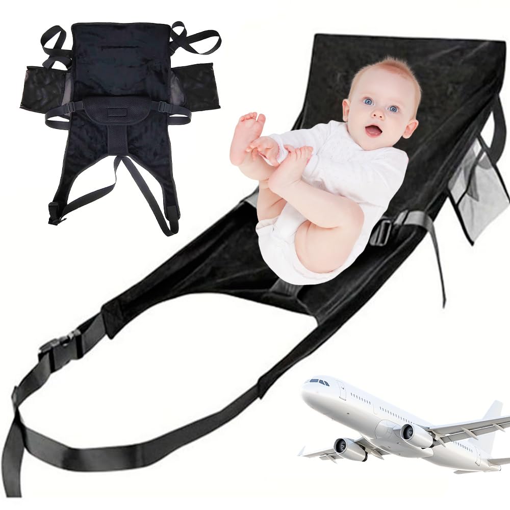 Lettino Viaggio Bambini per Aereo, Culla da Viaggio Neonato Portatile con Poggiapiedi, Estensione Sedile Per bambino In Aereo, Traspirante e Compatto per Dormire in Volo e Auto