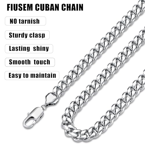 Fiusem Silver Tone Cuban Link Chain for Men, Mens Chain Necklaces, Stainless Steel Chain Necklaces for Men Women, Width 4/5/6/8mm4
