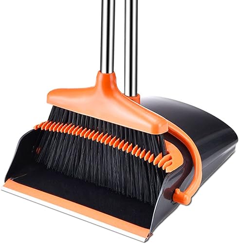 Miniatura 8 de Juego de escoba y recogedor para el hogar, mango largo y escoba para interior y exterior, juego de escoba resistente para cocina, vestíbulo,