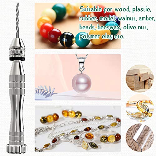 Pin Vise Hand Drill for Resin Casting Molds, Precision Drill with 24 Pieces Twist Drill Bits and 100 Pieces Eye Screw Pins for Resin Plastic Wood Keychain Pendant Jewelry Making