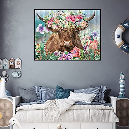Paintcolor Cow Cross Stitch Kits,Stamped Cross Stitch Kits Diy Flowers Needlepoint Kits For Adults Beginners Counted Embroidery Kits Cross Stitch Supplies Patterns Crafts Decor #TOP4