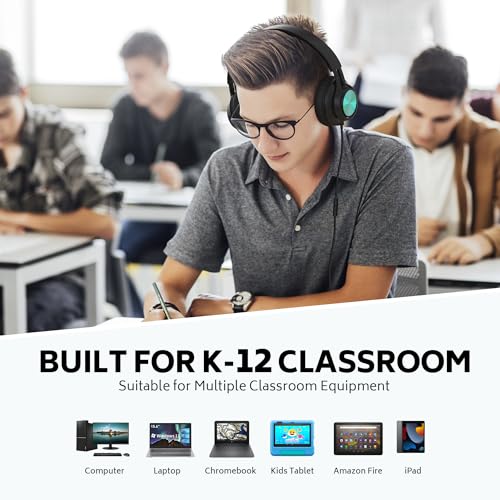 Image of AILIHEN Kids Classroom Headphones with Mic, Wired 12-Pack for K-12 School