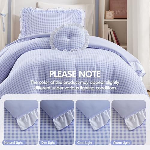 Intelligent Design Gingham Ruffled Vintage Blue Twin Comforter Set, 3pc by Intelligent Design - Used condition - Image 7