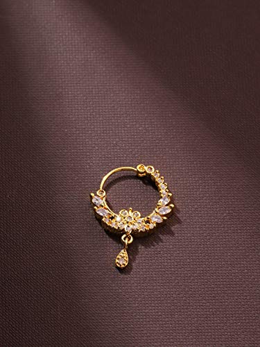 Women's American Diamond Gold-Plated Nose Ring