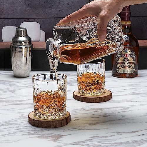 Image of Elegant Whiskey Decanter Set with Glass 7 pc for Men & Women, 750 Ml Whiskey Crystal Liquor Drinking Decanter Gift for Alcohol Lover (MV-01)
