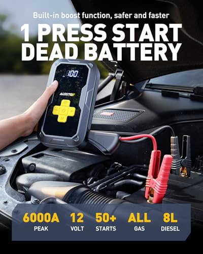 AUXITO Portable Jump Starter with Air Compressor, 6000A Tire Inflator and Battery Jumper, 150PSI Fast Inflation, for All - Additional View