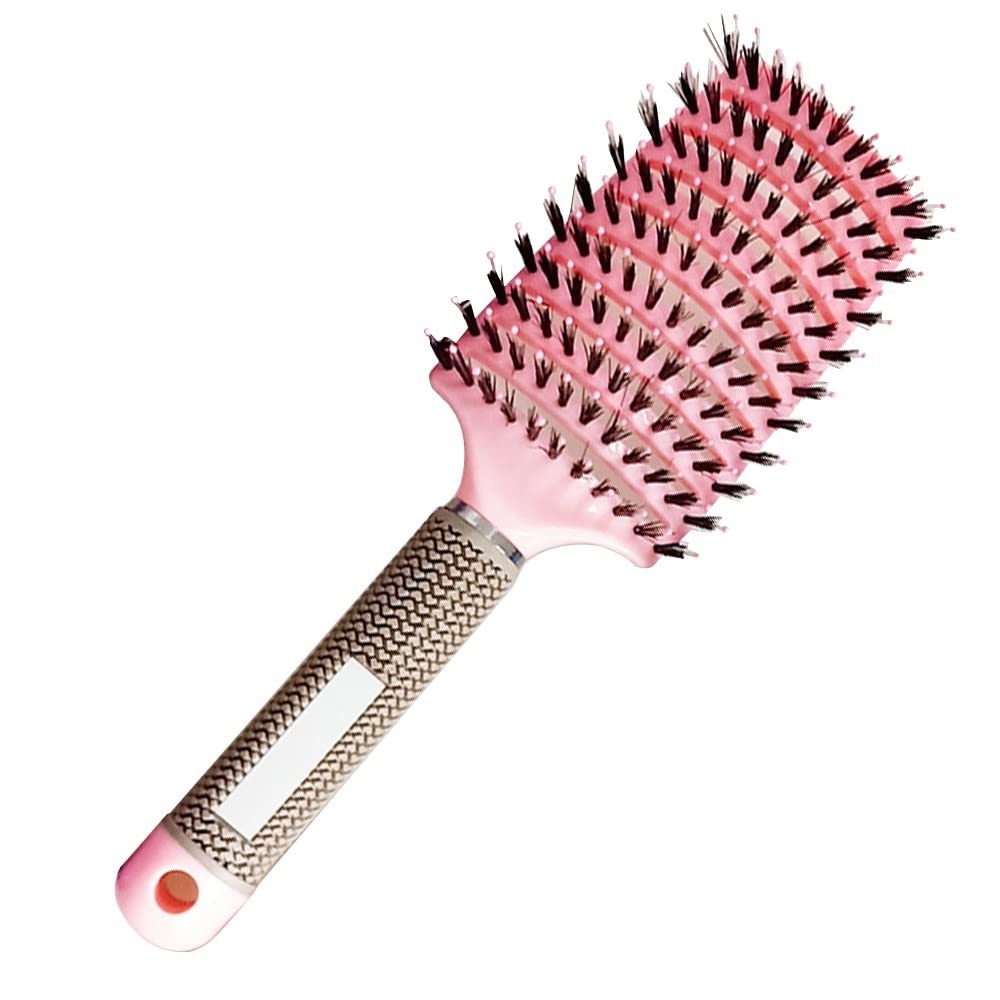 FRANCES Hair Comb Hairbrush Women Wet Comb Hair Brush Professional Hair Brush Massage Comb Brush for Hair Hairdresser Hairdressing Tools Hair Style Comb (Color : Pink with hair)