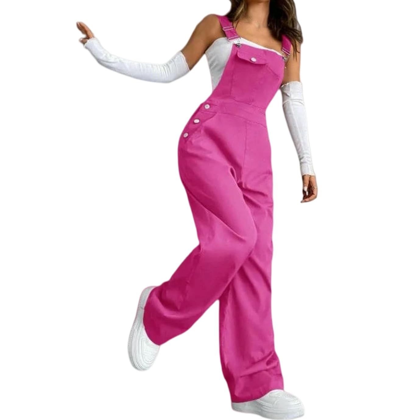 Salopette Donna Estiva,Tuta Casual Senza Maniche Da Donna, Elegante, Con Spalline, Pantaloni Larghi