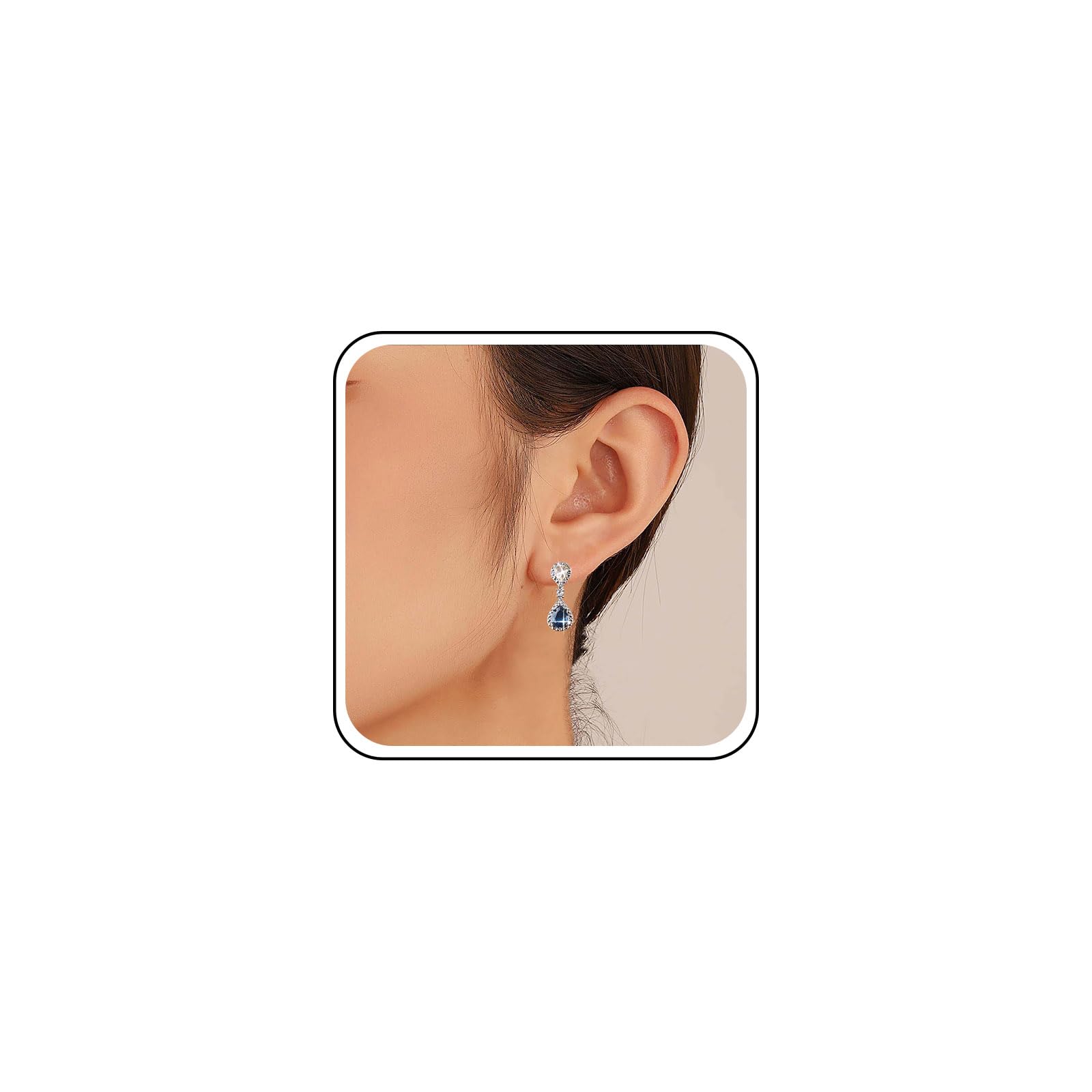 Inilbran Boho Zafiro Azul Pendientes Colgantes Cristal Azul Pendientes Vintage Zafiro Gema Gota Pendientes Boda Lágrima Zafiro Joyas Para Mujeres Y Niñas