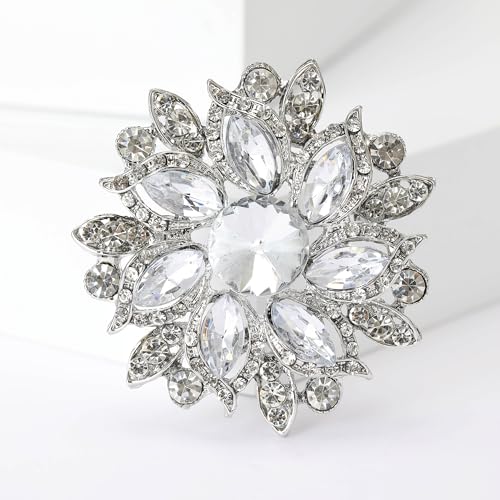 Image of Trendy Large Rhinestone Flower Brooches 8-color for Women Luxury Office Party Casual Pins Jewelry Accessories Gifts