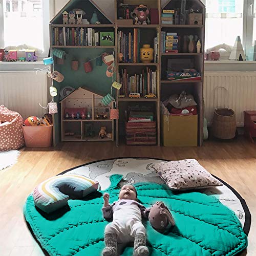 Speelkleed Voor Baby Kinderen Bladvorm Baby Speelkleed Katoen Zacht Baby Slaapmatten Vloerkleed Baby Gym Activiteit Kamer Decor Kruipend Deken Pad (Groen) - Afbeelding 7