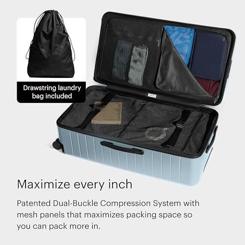 Image of Away Amazon Exclusive Trunk Checked Luggage - 31-Inch Lightweight Hardside Suitcase with 360 WhisperGlide Spinner Wheels, Interior Compression System, TSA-Accepted Lock - Sky Blue