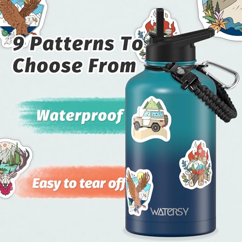 Image of 64oz Insulated Water Bottle (Cold for 48 Hrs),BPA Free&Leak Proof,Half Gallon Stainless Steel Water Flask,Water Jug with Straw Spout Lids for Gym,Hiking,Camping,Gradient Blue