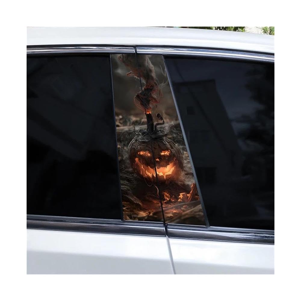 Decorative Items 2pcs Horror Pumpkin Decals DIY Car Center Pillar Vinyl Stickers(I)