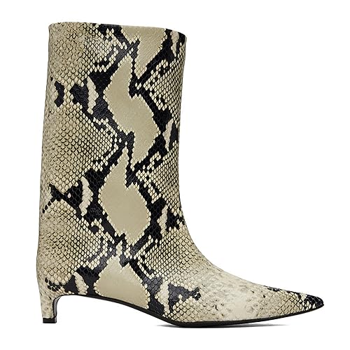 MOOMMO Women Kitten Heel Calf Boots Pointed Toe Pull On Wide Calf Boots Slouch Comfort 1.5 inch Low Heel Mid Calf Dress Boots Matte Short Boots Casual Party 4-11 M US3