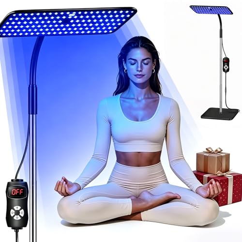 Tanning Lamp 126 LED Lightweight Portable Solarium for Home 660+850nm Sun Lamp with Retractable Base 4 Brightness Levels 3 Modes Tanning Bed for Face and Body Blue Light Wavelength for Home Use
