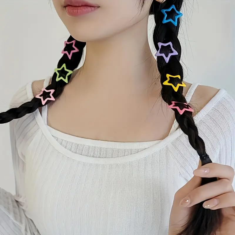 10 piece mini colored five pointed star hair clips, bangs clips (color random) image 4