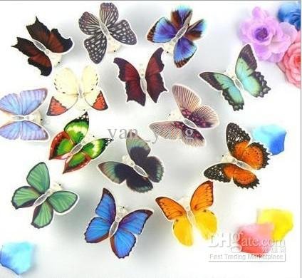 Twinkle Set of 12 Fiber Optic LED Butterflies - Changes Colors and Flashes - Peel and Stick Adhesive Back