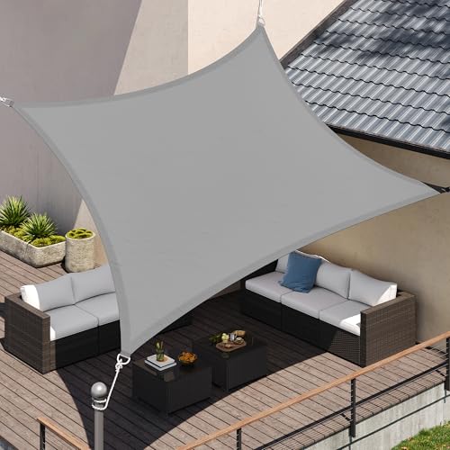 SONGMICS Sonnensegel 3 x 5 m Wasserfest (Mind. 1000 Mm) Uv-Schutz Sonnenschutz Aus Rei Ÿfestem Polyester H Lt 93% Sonnenstrahlen Ab Wetterfest Garten Balkon Terrasse Camping Hellgrau GSH35QY