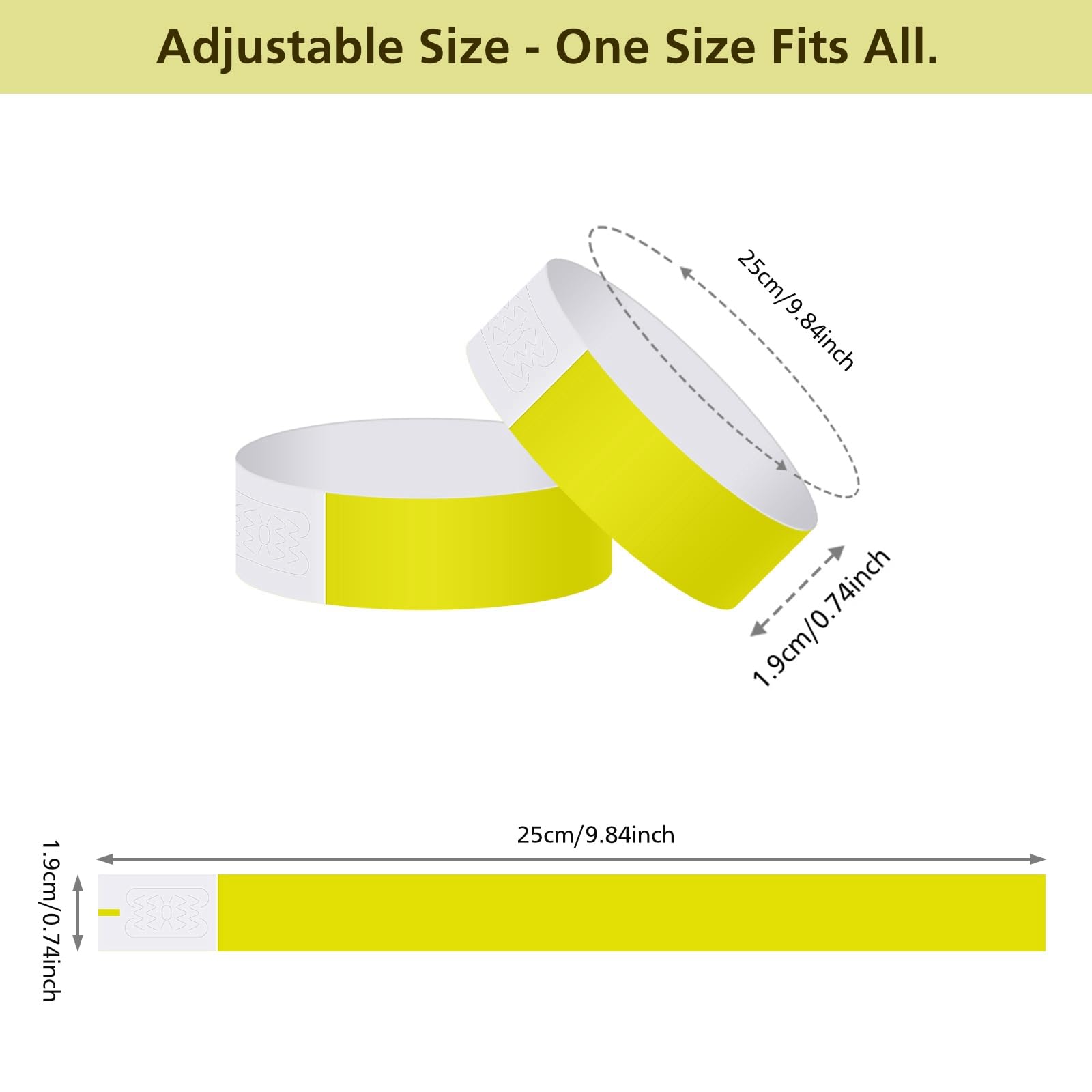 ASTARON Pulseras para eventos 400 piezas Pulseras de papel de neón para eventos Pulseras de fiesta amarillas Brazaletes a granel Pulseras de papel impermeables Pulseras para clubes Concierto