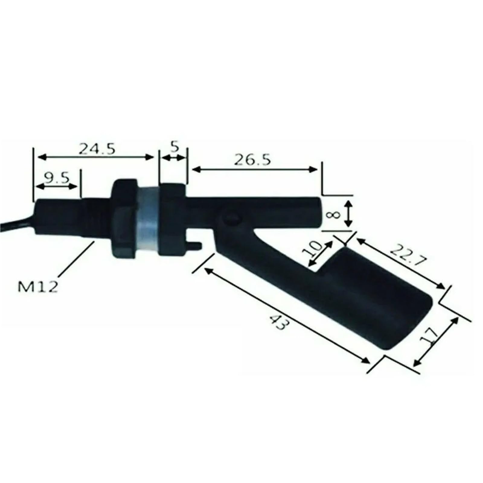Sensor de nivel de agua líquida for tanque de 12-24 V, interruptor de flotador horizontal, sensor de flujo de piscina de plástico for acuario.